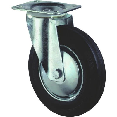 Afbeelding van Zwenkwiel 100mm rubber totale hoogte 128mm