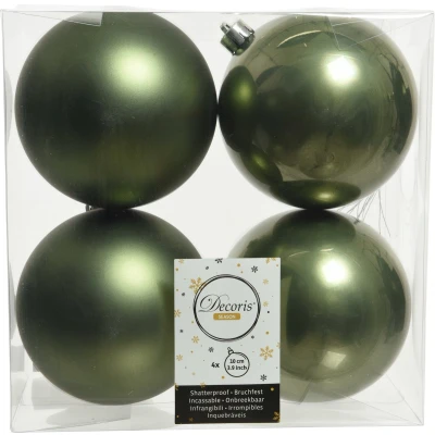 Afbeelding van Kerstbal plc d10 cm mos groen 4st kerst Decoris