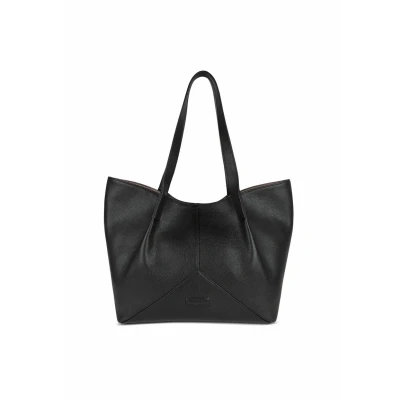 Afbeelding van bugatti Elsa dames shopper van leer, handtas met extra make uptasje, zwart