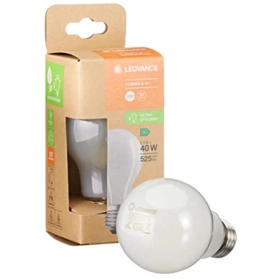 Afbeelding van LEDVANCE Spaarlamp, matte lamp, E27, warm wit (3000K), 2,5 watt, vervangt 40W gloeilamp, zeer efficiënt en energiebesparend, pak van 6