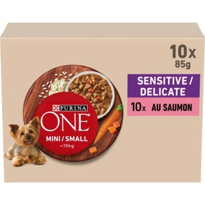 Afbeelding van 10 x 85 g PURINA ONE Mini Sensitive Delicate Zalm hondenvoer nat