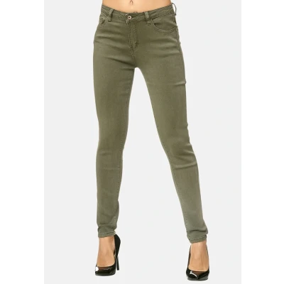 Afbeelding van Elara Dames Stretchbroek Skinny Jeans Elastisch Chunkyrayan E583 Army 38 (M)