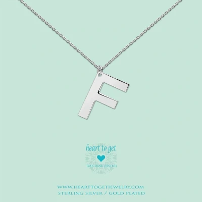 Afbeelding van Heart to get LB147INF16S Ketting Big Initial letter F zilver 40 48 cm