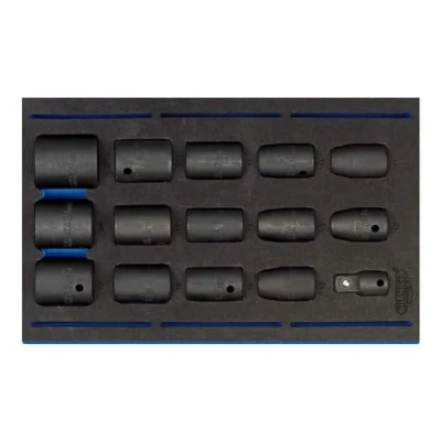 Afbeelding van Draper 63415 1/2&quot; vierkante aandrijving Impact Socket 15 Stuk Set in 1/4 Eva Insert Tray, Blauw