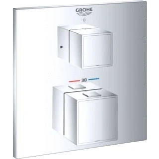 Afbeelding van Grohe Cube therm.opb.dl met afsluiter chroom
