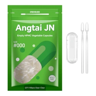 Afbeelding van AngtaiJN lege veganistische capsules, maat 000, 100 stuks, heldere capsules om te vullen met 2 microlepels, doe het zelf compatibel capsulevulling, 000