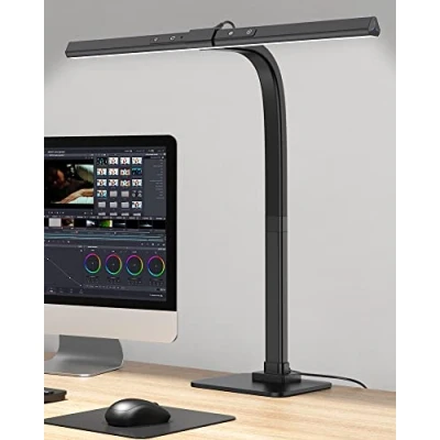 Afbeelding van Led bureaulamp, 12 W architectenlamp voor thuiskantoor, dimbare tafellamp met basis, oogbescherming, werklamp, 6 kleurtemperaturen, kantoor/monitor