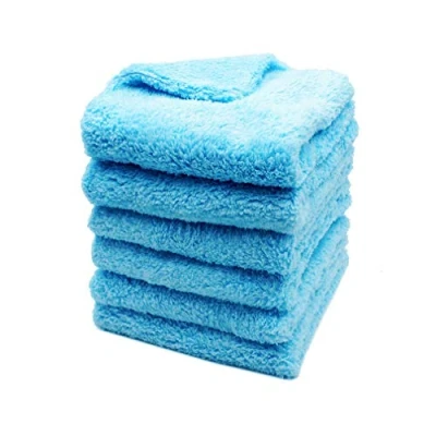 Afbeelding van Kingsheep Edgeless microvezel handdoek auto drogen wassen Buffing 6Pack 16&quot;x16&quot; Ultra pluche 450 gsm Detailing doek Blauw