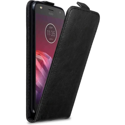 Afbeelding van Cadorabo Hoesje geschikt voor Motorola MOTO Z2 PLAY / FORCE in ZWARTE NACHT Beschermhoes Flip Case Cover