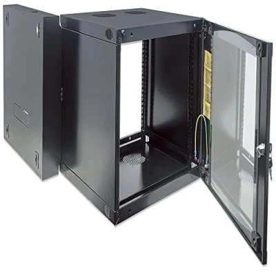Afbeelding van Intellinet 19&quot; wandverdeler 15HE 72,5x54x45 zwenkframe flatpack zwart 713801