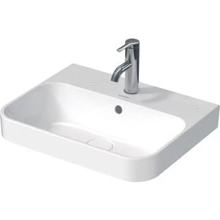 Afbeelding van Duravit HappyD 2 Plus opbouwwastafel met kraangat overloop 50x40cm keramisch push open ventiel m. WG wit