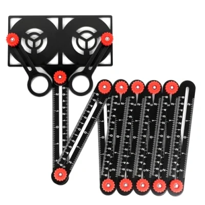 Afbeelding van QWORK sjabloontool, 12 zijdige hoeksjabloon Multi hoekliniaal met plaatsingsopening voor tegels architect tegeltimmerman houtwerk stukadoor