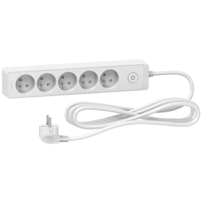 Afbeelding van Schneider Electric SC5ST9353W verlengkabel, 5 stopcontacten, 2P+T, wit, 3 m, wit