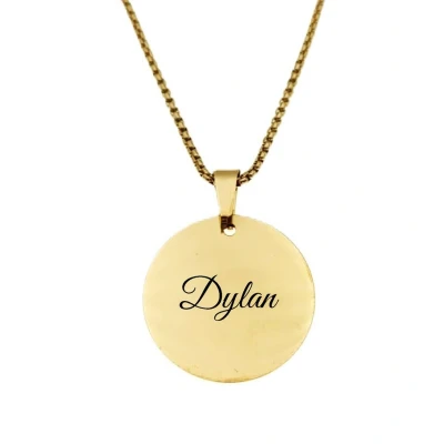 Afbeelding van Ketting RVS Met Naam Gravering Dylan Goud Rond