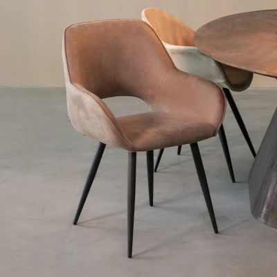 Afbeelding van Label51 Fer eetkamerstoel micro suède taupe Stof