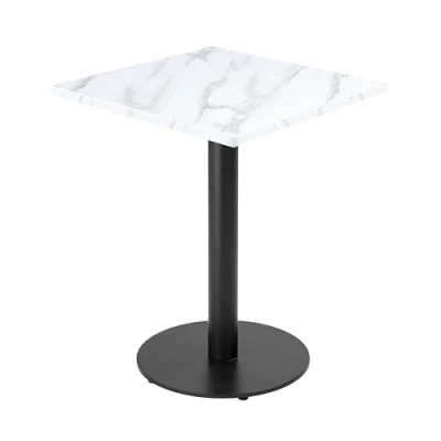Afbeelding van Oviala Tafel vierkant 60 cm zwart onderstel en wit marmeren bekleding