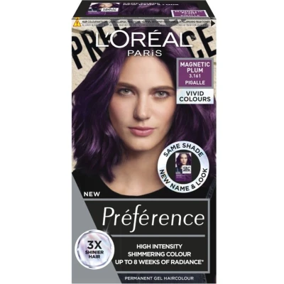 Afbeelding van 3x L&#039;Oréal Preference Vivids Permanente Haarkleuring 3.161 Magnetic Plum