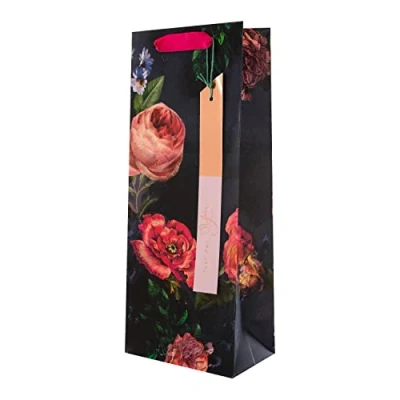Afbeelding van Hallmark Multi Occasion fles tas donker bloemen ontwerp