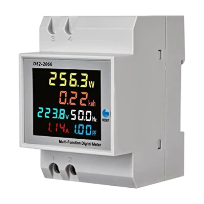 Afbeelding van Stroomteller, DIN rail wisselstroommeter, digitale energiemeter: multifunctionele stroommeter 6 in 1 AC40 300V 100A wisselstroommeter KWh teller, ampèremeter voltmeter Din, gesloten type CT