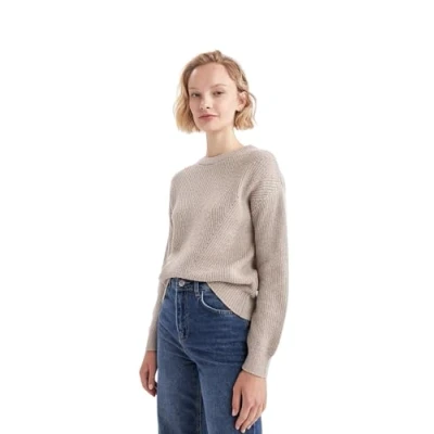 Afbeelding van DeFacto trui normale pasvorm voor dames coltrui (beige, XXL), beige, XXL