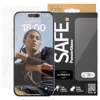 Afbeelding van Screenprotector Apple iPhone 15 Pro: PanzerGlass Safe Ultra Wide Fit