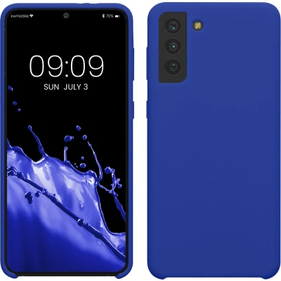 Afbeelding van kwmobile telefoonhoesje geschikt voor Samsung Galaxy S21 Plus Hoesje met siliconen coating Smartphone case in Baltisch blauw