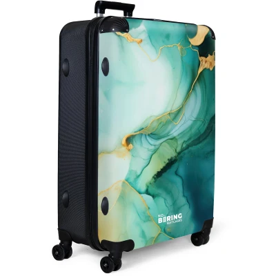 Afbeelding van NoBoringSuitcases.com® Koffer groot Reiskoffer lichtgewicht Marmer groen Rolkoffer met 4 wielen Grote trolley XL 98 liter bagage