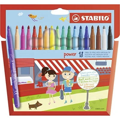 Afbeelding van STABILO power viltstift, etui van 18 stuks in geassorteerde kleuren viltstift
