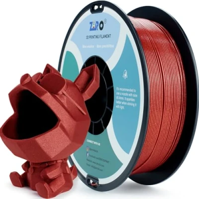 Afbeelding van ZIRO PLA Glitter Filament 1.75mm 3D Printer Diamant Serie 1.75 1KG (2.2lbs), Dimensionale Nauwkeurigheid +/ 0.05mm, Rood