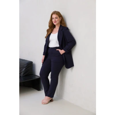 Afbeelding van Base Level Curvy jersey broek Yoella donkerblauw