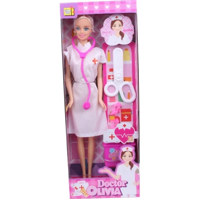 Afbeelding van Jonotoys tienerpop dokter Olivia junior 30 cm wit 4 delig