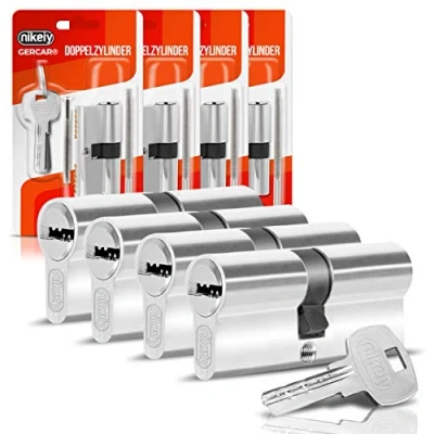 Afbeelding van GERCAR Sluitcilinder 45/45 profielcilinder set van 4 gelijksluitend cilinderslot dubbele cilinder deurslot incl. 10 sleutels lengte: 90 mm, A:45 B:45