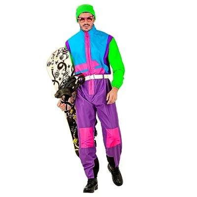 Afbeelding van Widmann Foute Skipakken Gnarly Snow Bunny Boarder Kostuum Blauw, Groen, Paars Large Kerst Verkleedkleding