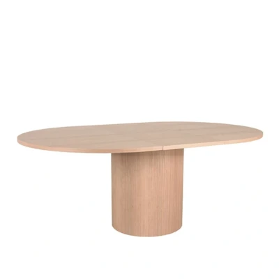 Afbeelding van Label51 Oliva ovale eettafel + verlenging 50 cm naturel Hout