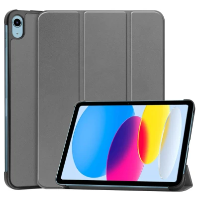 Afbeelding van Apple iPad 10.9 (2022) Hoes: iMoshion Trifold Bookcase Grijs Kunstleder Tablet Hoezen