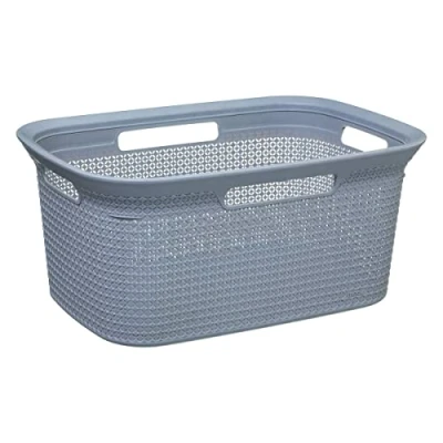 Afbeelding van 5Five Wasmand van rotan gevlochten A‚ grijs kunststof 45 liter 59 x 41 27 cm Wasmanden