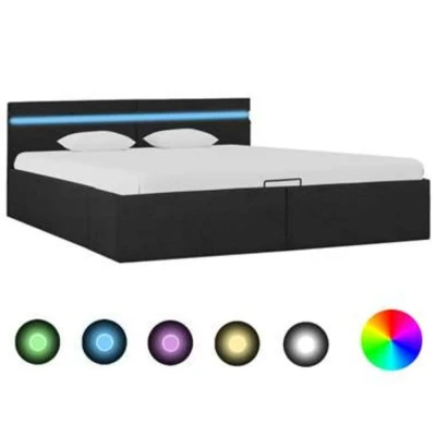 Afbeelding van VIDAXL Bedframe met opslag en LED stof donkergrijs 160x200 cm