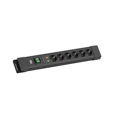 Afbeelding van BACHMANN CONNECTUS 6xCEE7/3, 1xSPD 1xSchalter 2,0m CEE7/7 Schwarz