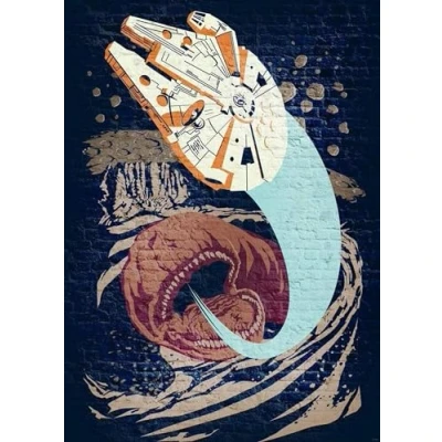 Afbeelding van Komar Vliesbehang Star Wars Classic Concrete Asteroid Worm (set)