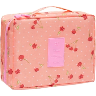 Afbeelding van Fako Fashion® Make Up Tasje Rechthoek Cosmetica Organizer Toilettas 21x16x8cm Kersen Roze