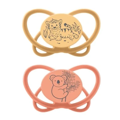 Afbeelding van NIP Butterfly: extra huid en tandvriendelijke vlinderfopspeen, platte speen, zacht flexibel, schijf licht luchtig, BPA vrij, duurzaam, met doos, 5 18 maanden, oranje/rood