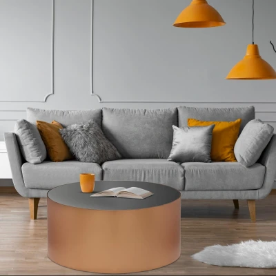 Afbeelding van Salontafel van seleniumglas en kopermetaal Menzzo