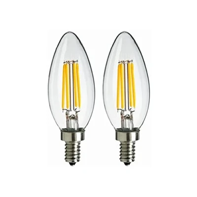 Afbeelding van 12V E14 LED Kroonluchter Gloeilampen 4W C35 kaarslampen vintage decoratief Filamentlamp warm wit 2700K 2 pack