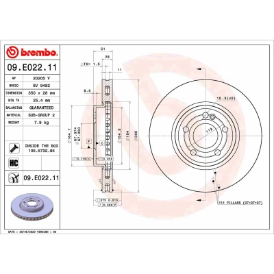 Afbeelding van Brembo Remschijven 09.E022.11