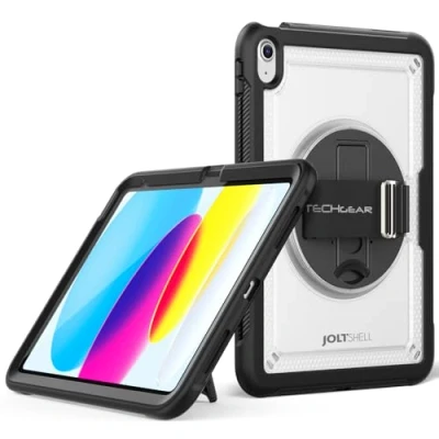 Afbeelding van TECHGEAR JOLT SHELL Hoesje voor Apple iPad 10e generatie 10.9 inch / 10 2022 Stoere robuuste zware schokbestendige slanke hoes met 360 draaibare standaard en handriem