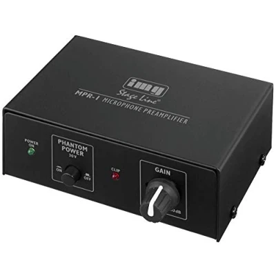 Afbeelding van IMG STAGELINE 1 Kanal Mikrofonverstärker MPR 1, Vorverstärker für Mikrofon mit zuschaltbarer Phantomspeisung und Clip Anzeige, in Schwarz
