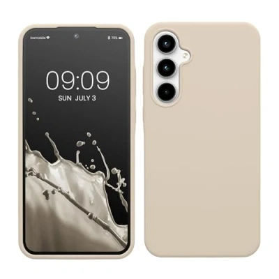 Afbeelding van kwmobile telefoonhoesje geschikt voor Samsung Galaxy A35 Hoesje met siliconen coating Smartphone case in mat crème