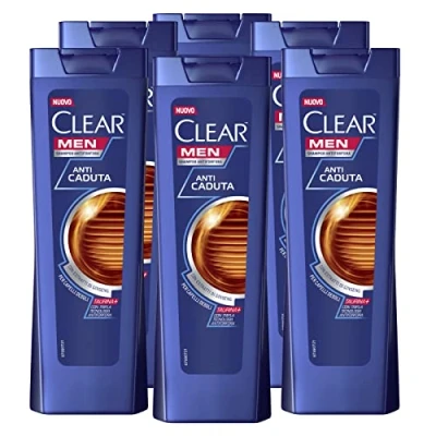 Afbeelding van 6 x Clear anti roosshampoo voor heren, met ginseng extracten haar, spons, dagelijks gebruik, flessen van 225 ml