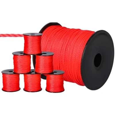 Afbeelding van ToolSpace 6x Metselkoord 100m x 1,7mm Rood Polypropyleen zijde Nivelleerkoord Loodlijn Sterkste stukadoorskoord Duurzaam &amp; scheurbestendig voor waterpas