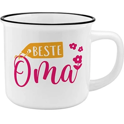 Afbeelding van GRUSS &amp; CO Mok motief &quot;Oma&quot; New Bone China porselein, emaille look, 35 cl geschenk oma 45766, 1 stuk (1 stuk)